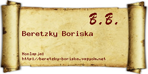 Beretzky Boriska névjegykártya